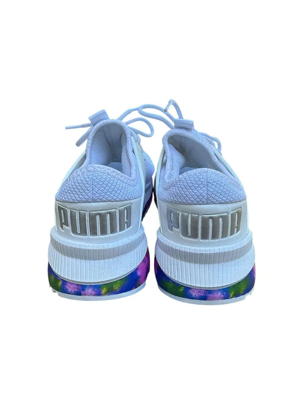 PUMA Women’s Size 6 White Athletic Sneakers Rainbow Sole Running Shoes
